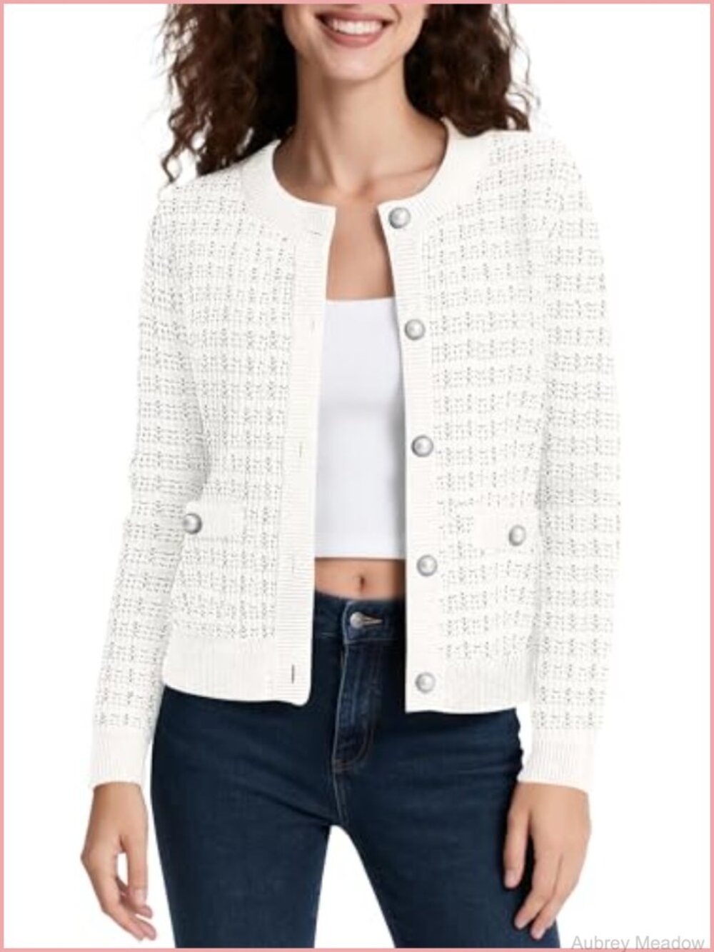 Cropped Cardigan Women Open Front Knit Button Down Long Sleeve Casual Sweater